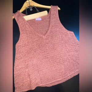 Pink Lily Knit V-Neck Tank Top Size Large EUC